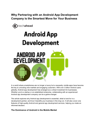 Transform Your Business with Expert Android App Development