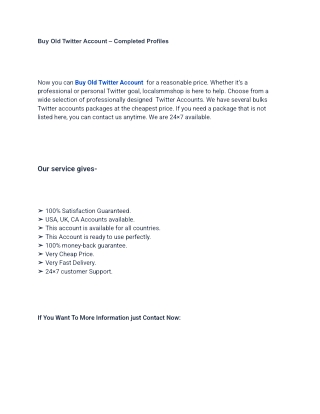 Rapid Service Site To Buy Old Twitter Account