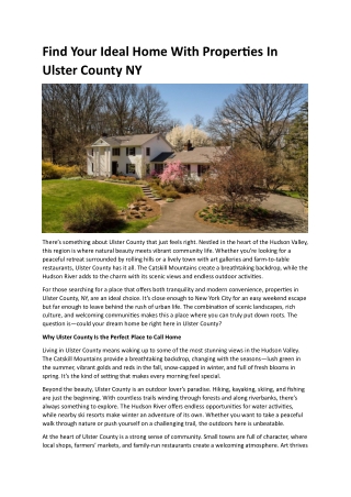 Properties In Ulster County NY