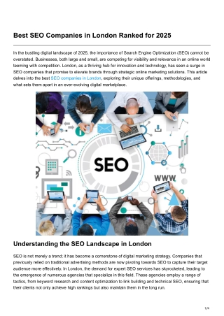 Best SEO Companies in London Ranked for2025