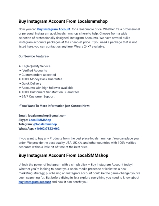 Rapid Service Site To Buy Instagram Account