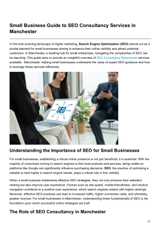 Small Business Guide to SEO Consultancy Services in Manchester