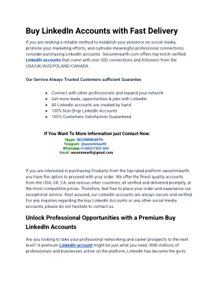 Rapid Service Site To Buy LinkedIn Accounts
