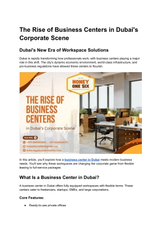The Rise of Business Centers in Dubai's Corporate Scene