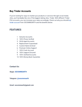 Rapid Service Site To Buy Tinder Accounts