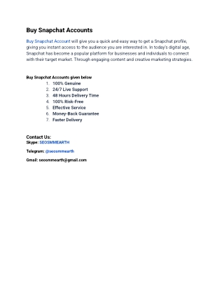 Rapid Service Site To Buy Snapchat Accounts