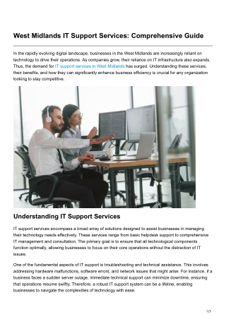 West Midlands IT Support Services Comprehensive Guide
