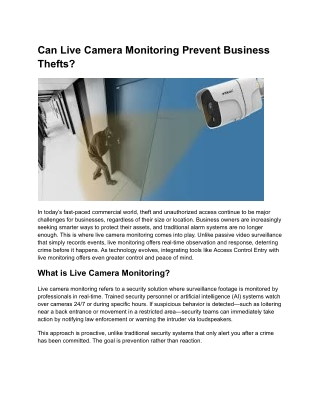Can Live Camera Monitoring Prevent Business Thefts