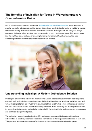 The Benefits of Invisalign for Teens in Wolverhampton A Comprehensive Guide