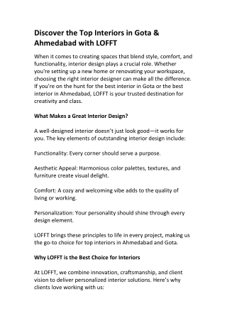 Top Interior Designers in Ahmedabad – LOFFT Experts