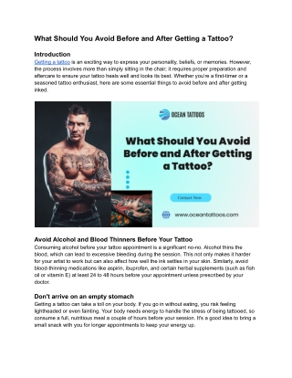 What Should You Avoid Before and After Getting a Tattoo