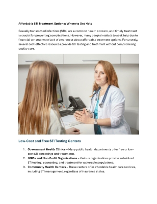 Affordable STI Treatment Options: Where to Get Help