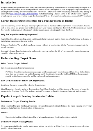 Carpet Deodorizing: Essential for a Fresher Home in Dublin