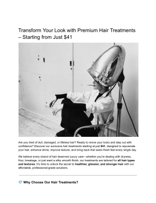 Transform Your Look with Premium Hair Treatments – Starting from Just $41