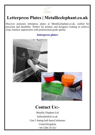 Letterpress Plates | Metallicelephant.co.uk