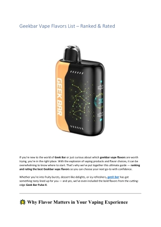 Geekbar Vape Flavors List – Ranked & Rated