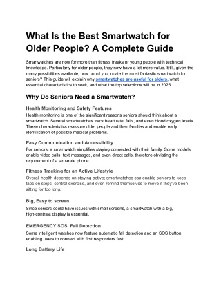 What Is the Best Smartwatch for Older People
