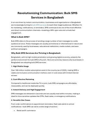 Revolutionizing Communication: Bulk SMS Services in Bangladesh