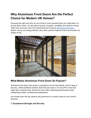 Why Aluminium Front Doors Are the Perfect Choice for Modern UK Homes