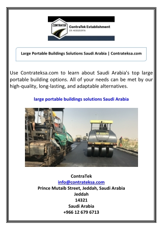 Large Portable Buildings Solutions Saudi Arabia Contrateksa.com