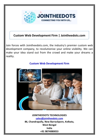 Custom Web Development Firm Jointheedots.com