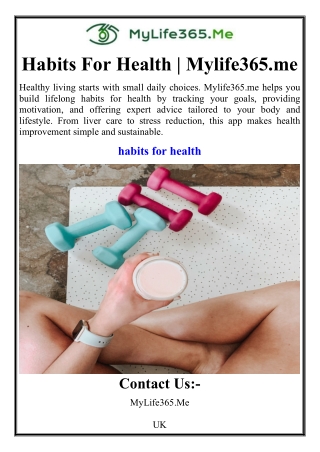 Habits For Health | Mylife365.me