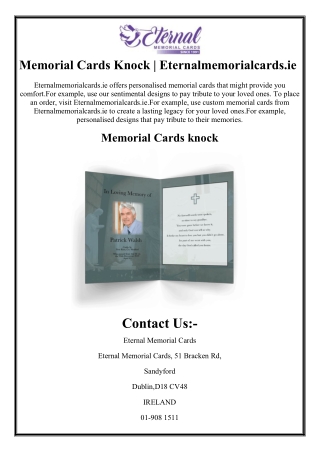 Memorial Cards Knock | Eternalmemorialcards.ie