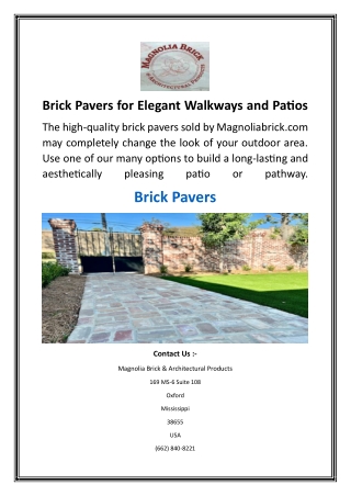 Brick Pavers for Elegant Walkways and Patios