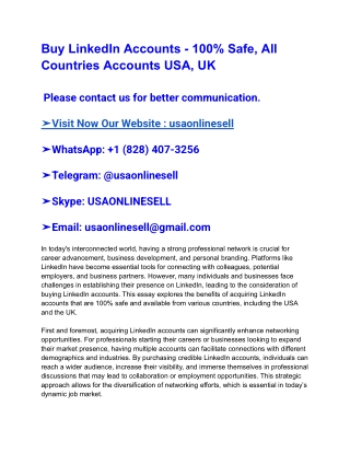 Buy LinkedIn Accounts - 100% Safe, All Countries Accounts USA, UK