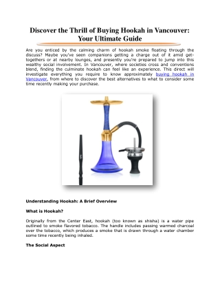 Discover the Thrill of Buying Hookah in Vancouver: Your Ultimate Guide