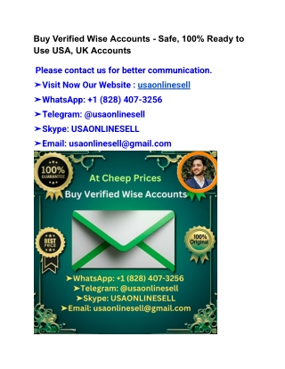 Buy Verified Wise Accounts -Safe, 100% Ready to Use USA, UK Accounts
