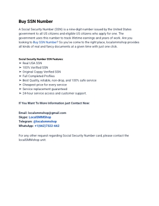 Best Site To Buy SSN Number In Online