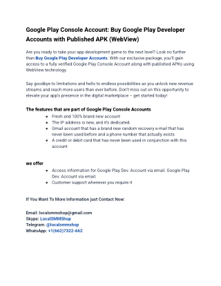 Best Site To Buy Google Play Developer Accounts In Online