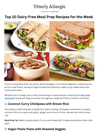 Top 10 Dairy-Free Meal Prep Recipes for the Week