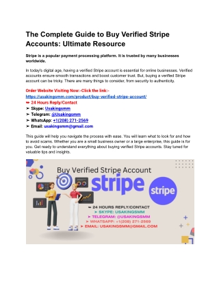 The Complete Guide to Buy Verified Stripe Accounts_ Ultimate Resource