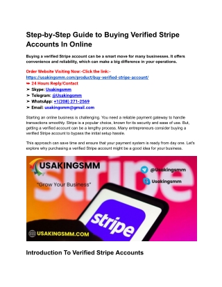 Step-by-Step Guide to Buying Verified Stripe Accounts In Online