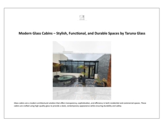 Modern Glass Cabins - Stylish, Functional, and Durable Spaces by Taruna Glass