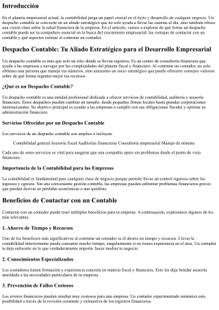 Despacho Contable: Tu Aliado Estratégico para el Crecimiento Empresarial
