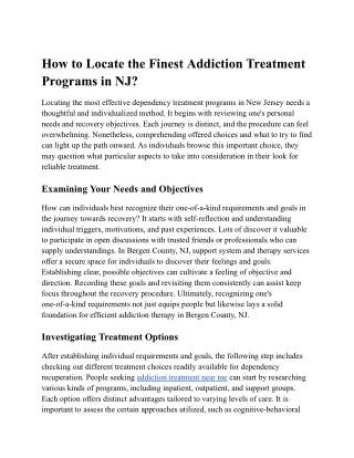 The Advantages of Going To a Dependency Center in NJ