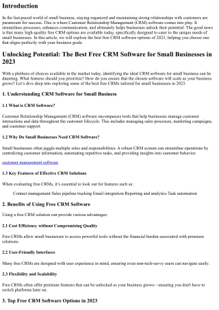 Unlocking Potential: The Best Free CRM Software for Small Businesses in 2023