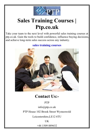 Sales Training Courses | Ptp.co.uk