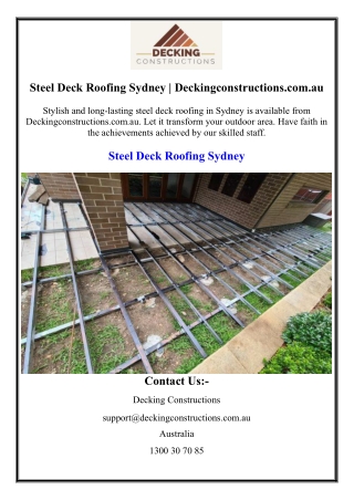 Steel Deck Roofing Sydney | Deckingconstructions.com.au