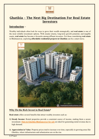 Ghatikia – The Next Big Destination for Real Estate Investors