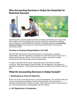 Why Accounting Services in Dubai Are Essential for Business Success