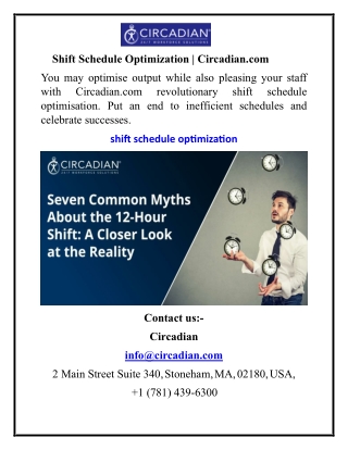 Shift Schedule Optimization Circadian.com