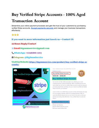 Buy Verified Stripe Accounts - 100% Aged Transaction Account