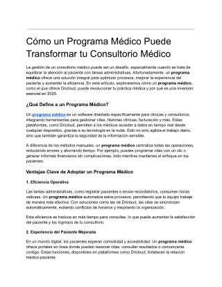 Cómo un Programa Médico Puede Transformar tu Consultorio Médico