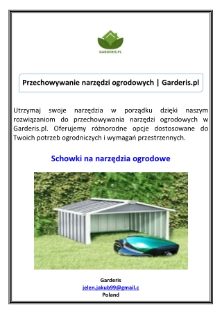 Przechowywanie narzędzi ogrodowych Garderis.pl