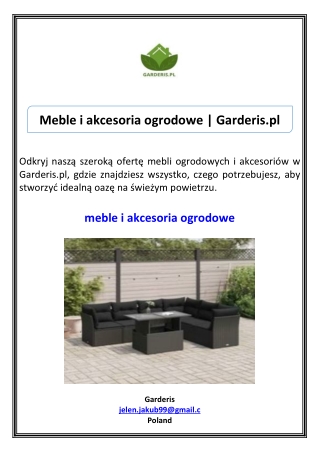 Meble i akcesoria ogrodowe Garderis.pl