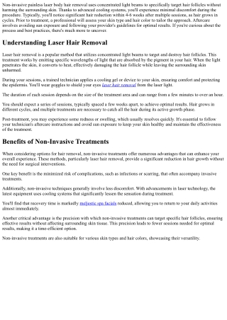 Non-Invasive Painless Laser Body Hair Removal